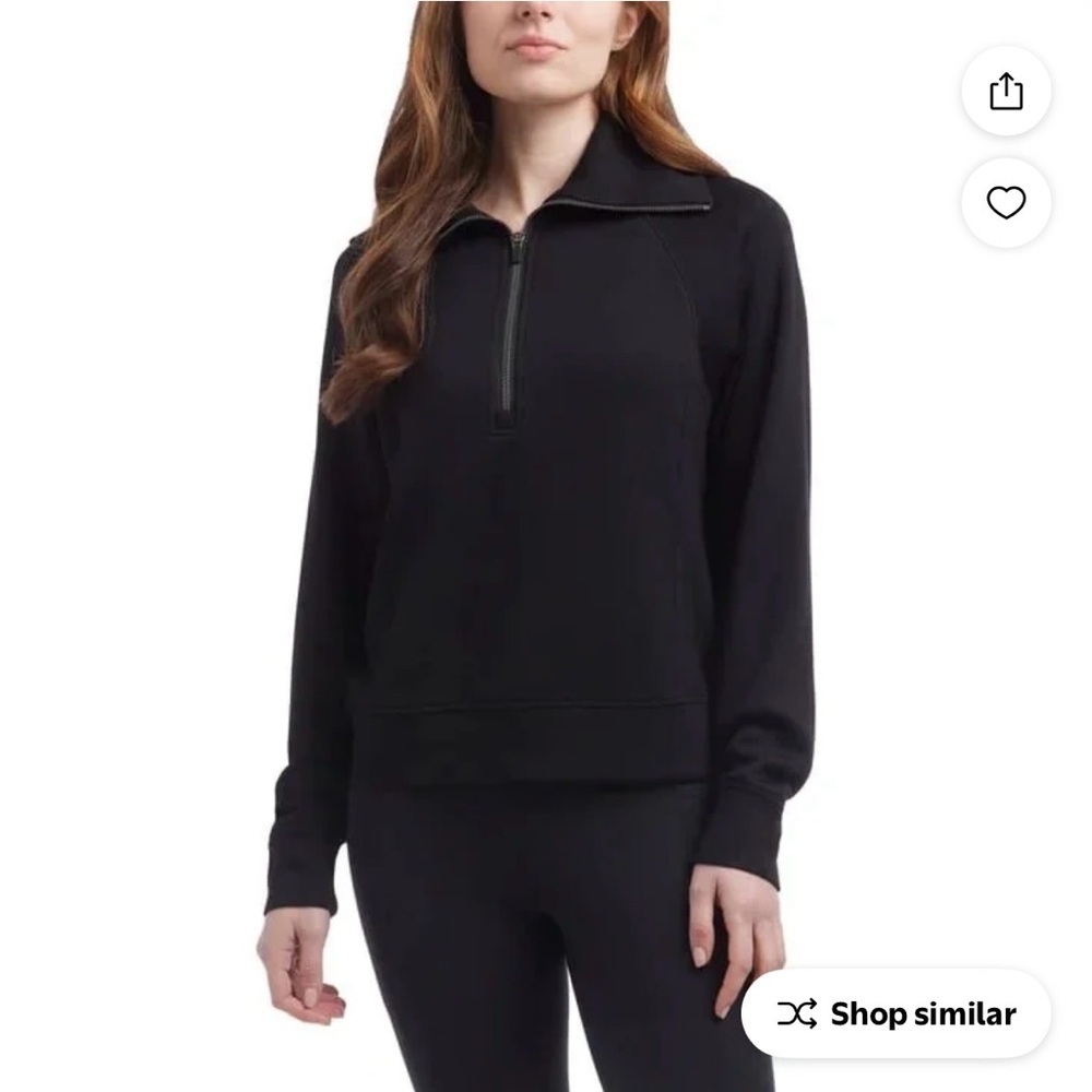 🆕 Danskin Women's Black Quarter-Zip Luxe Sweatshirt NWT